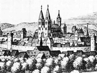 Limburg 1645, Dom noch ohne Türme am Südquerhaus