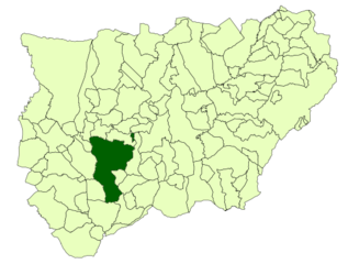 English: Jaén location in Province of Jaén Español: Localización de Jaén en la provincia de Jaén