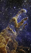 Third place: Young stars form in 'The Pillars of Creation' as seen by the James Webb Space Telescope’s near-infrared camera Reconeixement: NASA, ESA, CSA, STScI; image processing by Joseph DePasquale (STScI), Anton M. Koekemoer (STScI), Alyssa Pagan (STScI) (public domain)