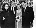 Ronald Reagan and Nancy Reagan at their wedding with William Holden and his wife Brenda Marshall, 1952
