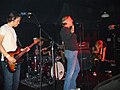 Magnapop performing in 2007. From left to right: bassist Scott Rowe, drummer Chad Williams, singer Linda Hopper, and guitarist and backing vocalist Ruthie Morris