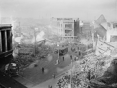 WWII bomb damage in city centre.