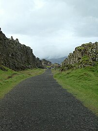 The chasm of Almannagjá, important center of summer activity during the meetings