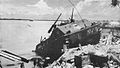 LVT-1 damaged by enemy fire on Beach RED 1 during an attack on Tarawa.