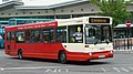 English: Arriva The Shires 3822 (N522 MJO), a Dennis Dart SLF/Plaxton Pointer, leaving High Wycombe bus station into Bridge Street, High Wycombe, Buckinghamshire, on Red Route 33, part of the High Wycombe Rainbow Routes network, supported by Buckinghamshire County Council.