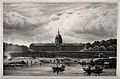 Hôtel des Invalides as seen from the river, lithograph by Le Villain after David