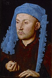 Porträt eines Mannes mit einem blauen Chaperon 1430-1433