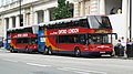 English: Stagecoach Oxfordshire 50123 (OX04 BZS) (left) and 50124 (OX04 BZP), a Neoplan Skyliner, in Buckingham Palace Road, London, on the Oxford Tube service.