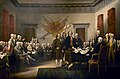 The five-man drafting committee of the Declaration of Independence presenting their work to the Congress. Painting by John Trumbull (commissioned 1817)