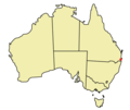 Location of Brisbane within Australia.