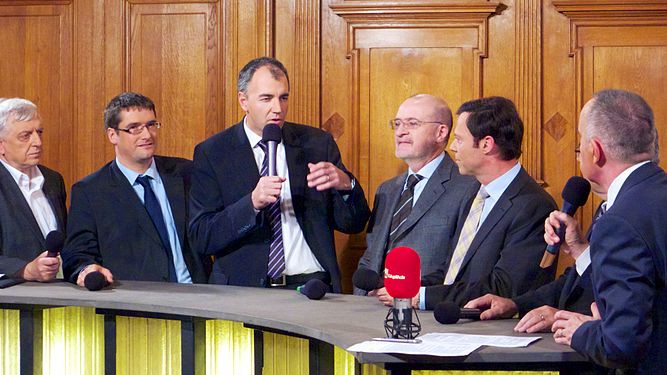 Swiss party presidents during a talk in the run-up to the elections of the Federal Council 2011