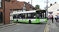 English: Bodmans Coaches WX58 PFK, an Alexander Dennis Enviro300, turning from Salt Lane into Rollestone Street, Salisbury, Wiltshire, on route 24. It wears Wiltshire Bus livery for contracted services. It has the old style front, but dates from January 2009, suggesting it was bought from stock.