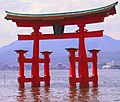 Torii appear to float on water, Itsukushima Shrine