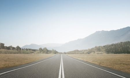 Natural summer landscape with asphalt road to horizon