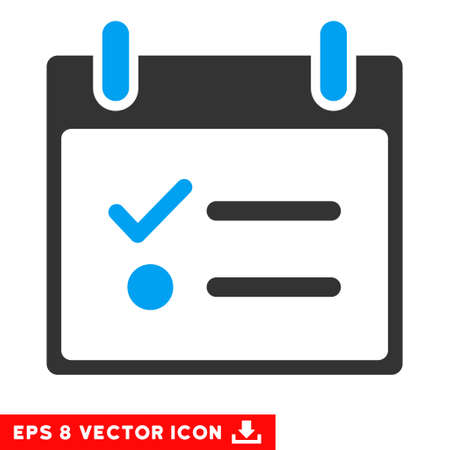 Todo List icono Día del Calendario. Vectoriales EPS estilo de ilustración es plana símbolo icónico bicolor, azul y gris.