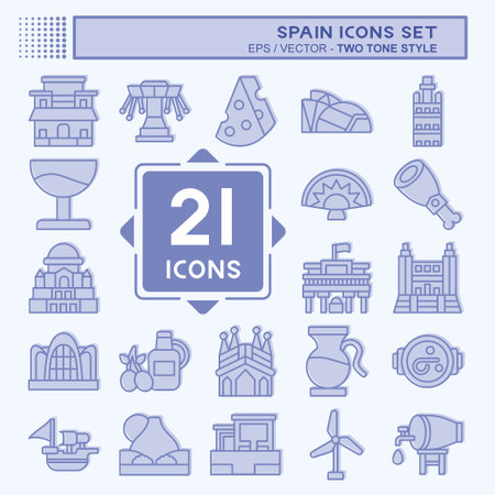 Icon set spain related to holiday symbol two tone style simple design editable simple illustration