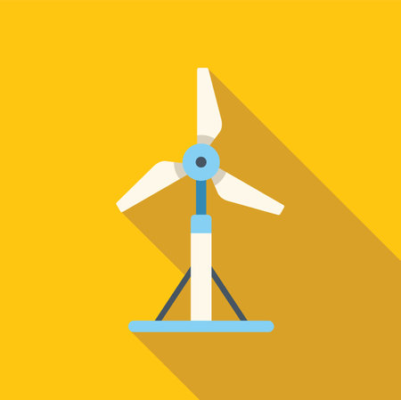 This minimalist illustration represents a wind turbine generating clean energy symbolizing sustainability