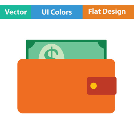 Wallet with cash icon flat color design vector illustration Stock Photo