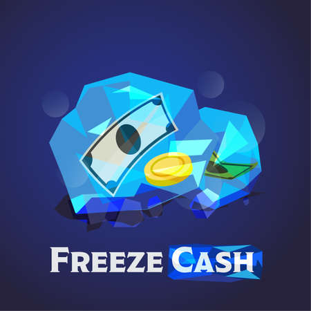 Illustration of ice ball with money inside vector illustration