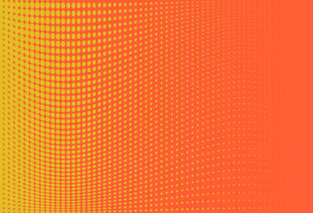 Halftone wavy background digital gradient dotted pattern with circles dots point small scale design element for web banners posters cards wallpapers sites panels yellow orange color Stock Photo