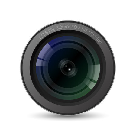 Realistic high quality camera lens with white background vector illustration Stock Photo