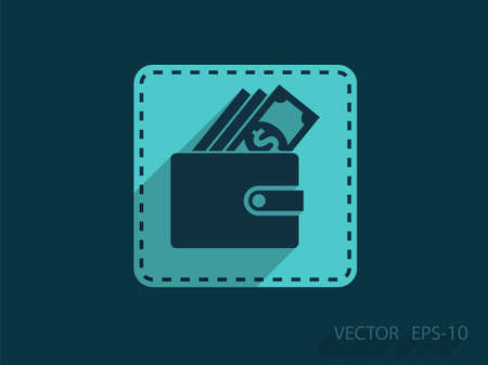 Flat long shadow wallet icon vector illustration