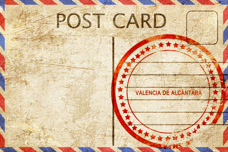 Valencia de alcantara, un sello de goma en una postal vintage