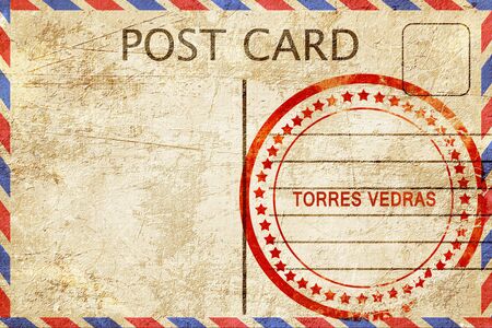 Torres vedras a rubber stamp on a vintage postcard Stock Photo