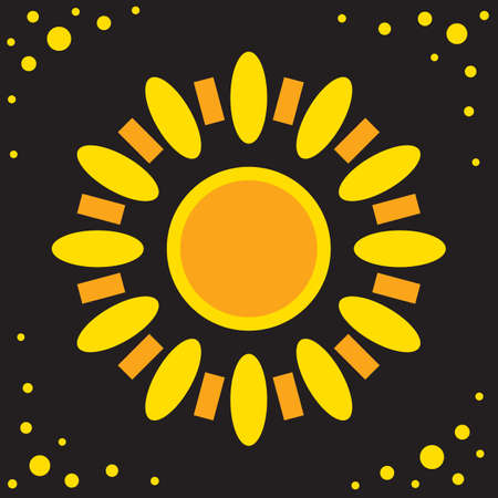 Sun icon isolated on black star symbol for web design