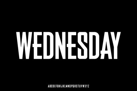 Strong condensed wednesday alphabet display font vector illustration