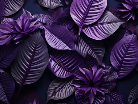 3d rendering of violet monstera leaves background creative minimal concept
