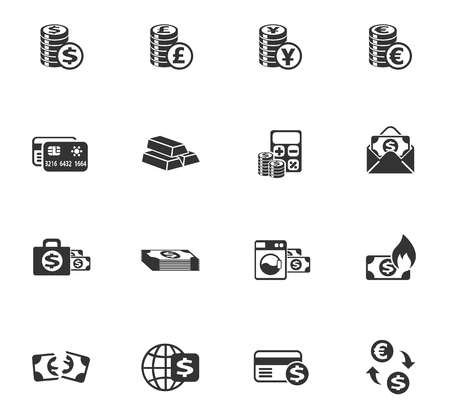 ícones de vetor de símbolos de dinheiro para web e design de interface de usuário