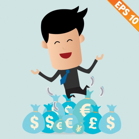 Cartoon businessman with financial money vector illustration