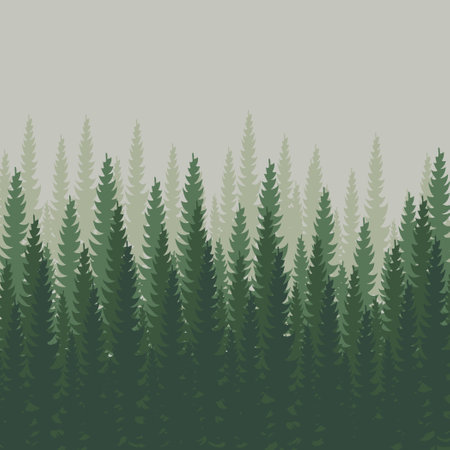 Dense forest fir and pine natural green landscape web background template vector illustration Фото со стока