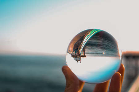 Manhattan beach in glass ball