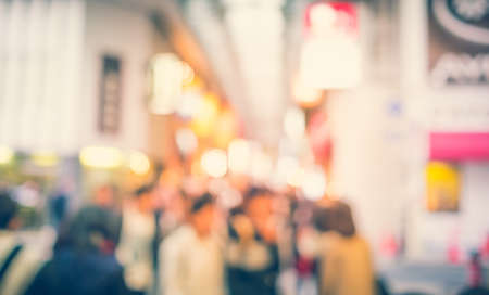 Blurred people and shopping center in dotonbori road in the namba district osaka japan