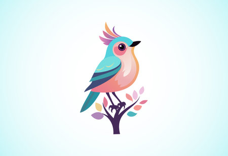 Ilustración de vector de diseño de logotipo de pájaro multicolor hermoso pájaro