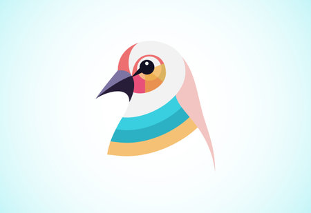 Geometric multi colored bird bird logo design vector illustration