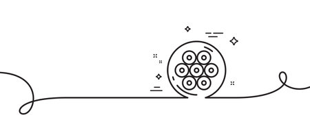 Icône de ligne de section de câble continue une ligne avec signe de fibre optique curl symbole de fil de réseau Internet section de câble contour unique ruban boucle courbe motif vecteur