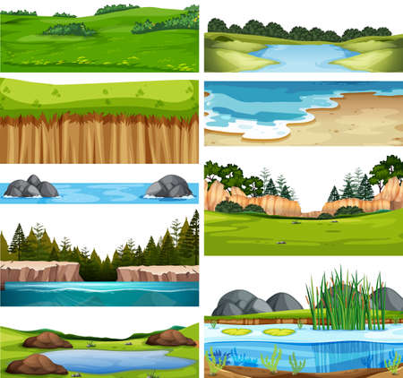 Set of nature landscape illustration Stock Photo