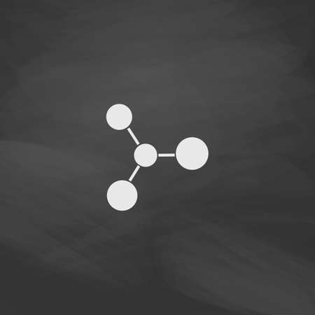Molecule simple vector button imitation draw icon with white chalk on blackboard flat pictogram and school board background illustration symbol