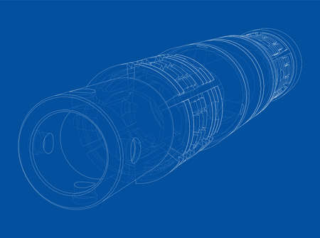 Outline drawing or sketch of cylindrical device Stock Photo