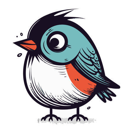 Bullfinch bird hand drawn vector illustration on white background