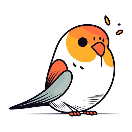 Vector illustration of cute cartoon parrot isolated on a white background Векторная Иллюстрация