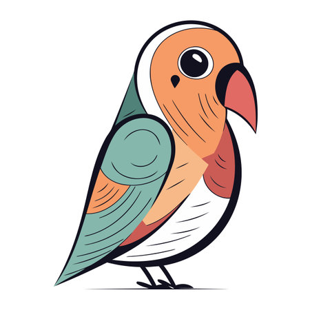 Vector illustration of a cute cartoon parrot on a white background Ilustraciones vectoriales