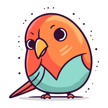 Cute little bird vector illustration in doodle style