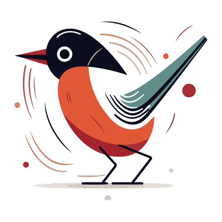 Vector illustration of a red robin on a white background flat style Ilustraciones vectoriales