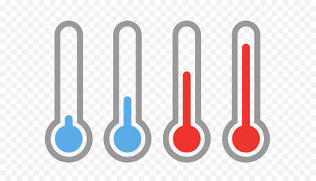 Ensemble d'icônes de thermomètre, échelle de température froide et chaude