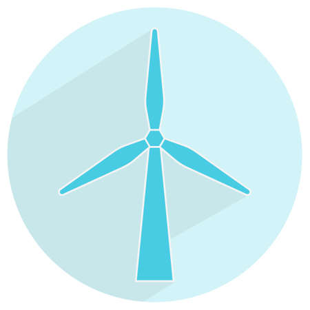 Icône plate une éolienne sur un fond rond pour les applications ou le site Web