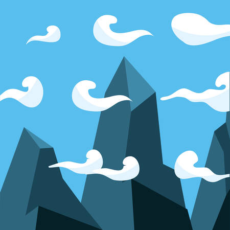 Mountains landscape with clouds colorful design vector illustration Фото со стока